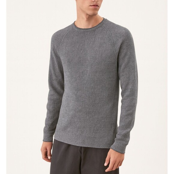 Vince 100% Pima Cotton Waffle Knit Pullover XXL Gray Blue Minimalist Luxe $168 - Picture 1 of 10